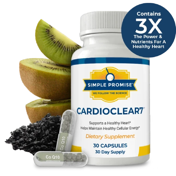 Cardio Clear 7 heart health supplement bottle – natural cardiovascular support for USA Canada Australia