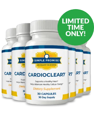 Cardio Clear 7 supplement bottle final order offer – natural heart health formula made in USA
