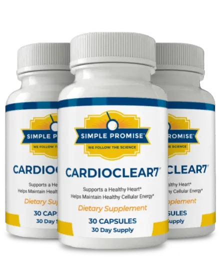 Cardio Clear 7 supplement bottle – doctor-formulated natural heart health formula