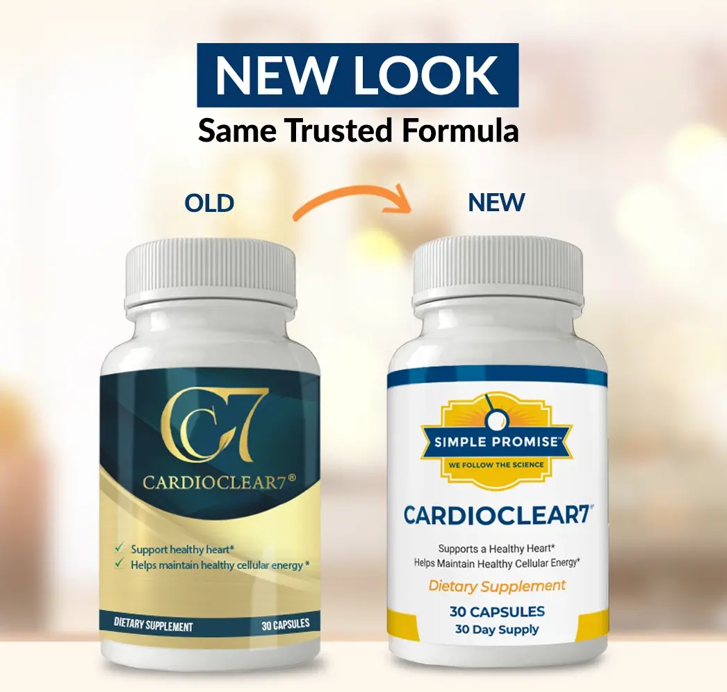 CardioClear7 natural heart health and cardiovascular support supplement bottle by Simple Promise