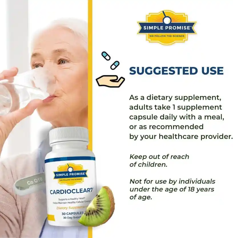 CardioClear7 Supplement Bottle – Daily Capsule Usage Instructions